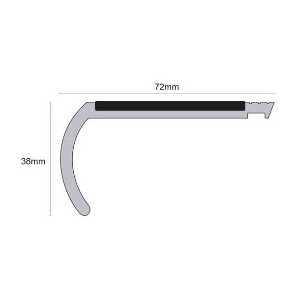 Bullnose 72mm x 38mm Non Slip Hard Nose PVC Tredsafe Stair Nosing