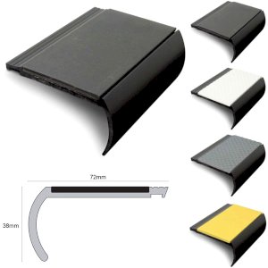Bullnose 72mm x 38mm Non Slip Hard Nose PVC Tredsafe Stair Nosing