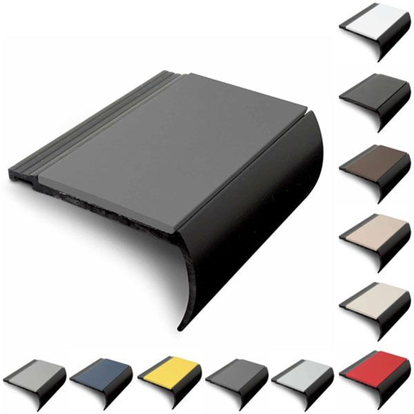 PVC Hard 72mm x 38mm Bullnose Stair Nosing with PVC Insert