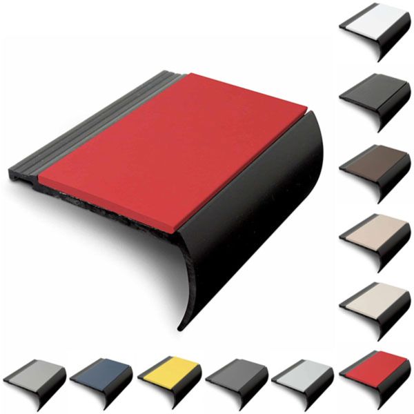 PVC Hard 72mm x 38mm Bullnose Stair Nosing with PVC Insert