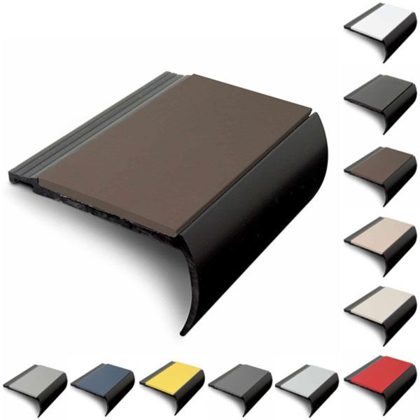 PVC Hard 72mm x 38mm Bullnose Stair Nosing with PVC Insert