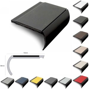 PVC Hard 72mm x 38mm Bullnose Stair Nosing with PVC Insert