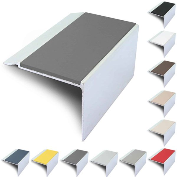 Aluminium Stair Nosing 72mm x 55mm With PVC Insert Stair Edge Trim
