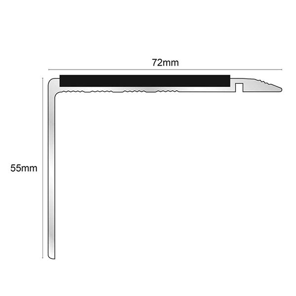 Aluminium Stair Nosing 72mm x 55mm With PVC Insert Stair Edge Trim