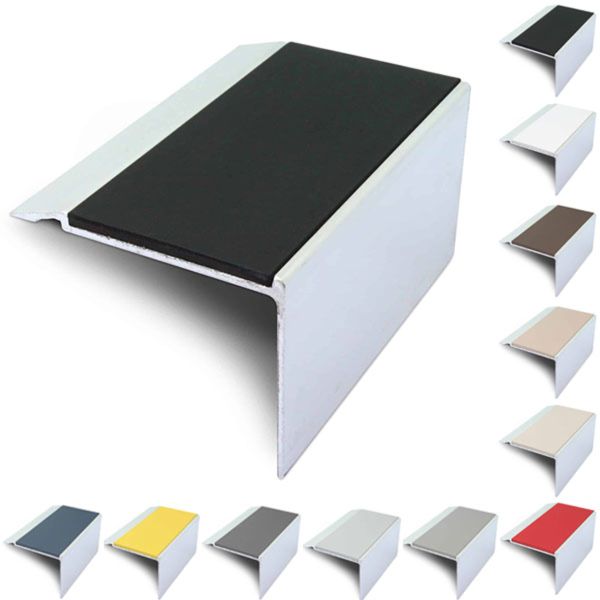 Aluminium Stair Nosing 72mm x 55mm With PVC Insert Stair Edge Trim