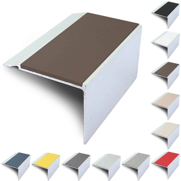 Aluminium Stair Nosing 72mm x 55mm With PVC Insert Stair Edge Trim