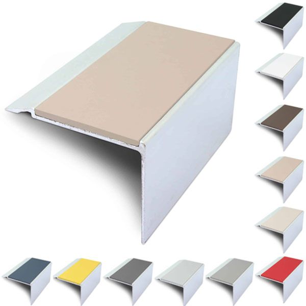 Aluminium Stair Nosing 72mm x 55mm With PVC Insert Stair Edge Trim