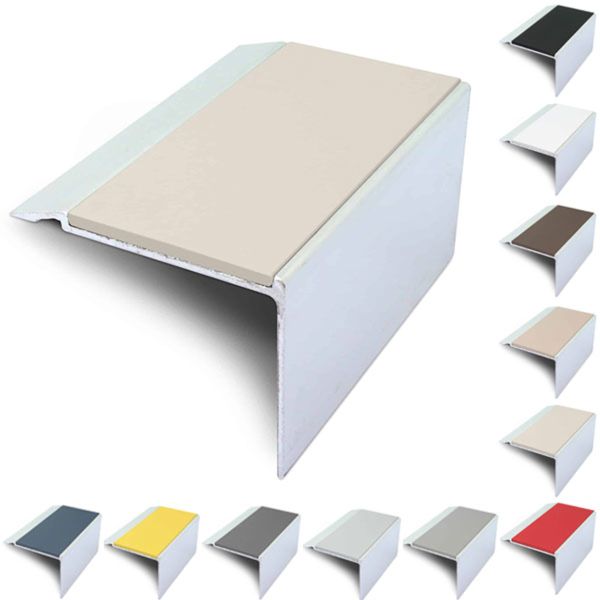 Aluminium Stair Nosing 72mm x 55mm With PVC Insert Stair Edge Trim