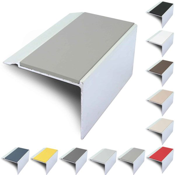 Aluminium Stair Nosing 72mm x 55mm With PVC Insert Stair Edge Trim