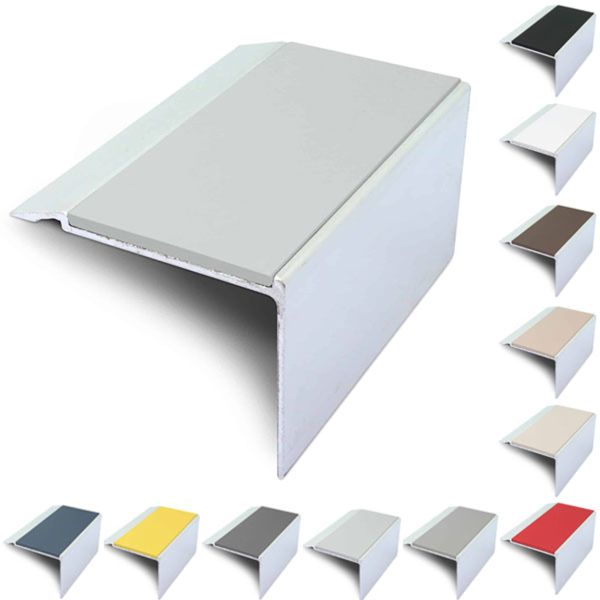 Aluminium Stair Nosing 72mm x 55mm With PVC Insert Stair Edge Trim
