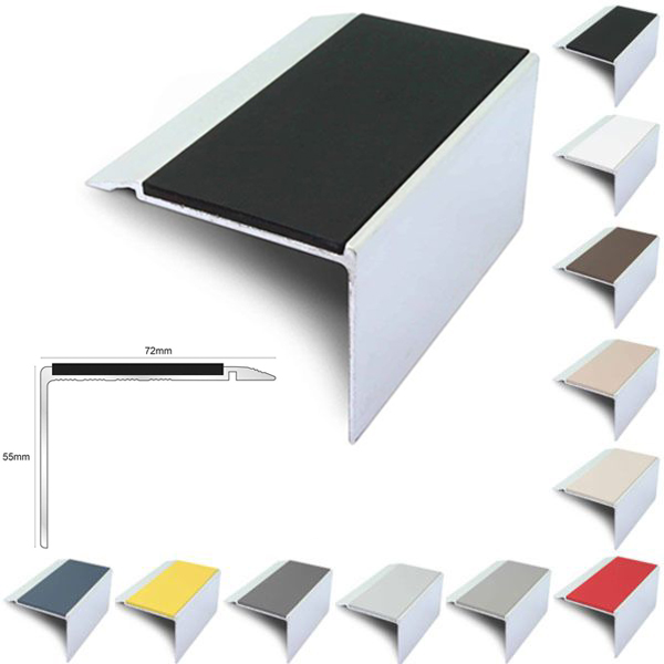 Aluminium Stair Nosing 72mm x 55mm With PVC Insert Stair Edge Trim