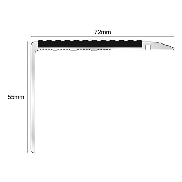 72mm x 55mm Non Slip Tredsafe External Stair Nosing With PVC Insert