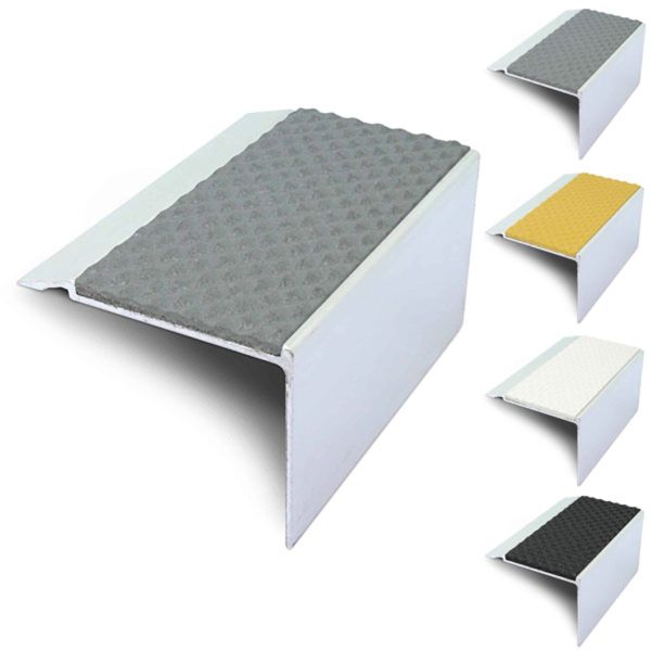 72mm x 55mm Non Slip Tredsafe External Stair Nosing With PVC Insert