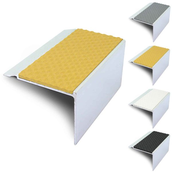 72mm x 55mm Non Slip Tredsafe External Stair Nosing With PVC Insert