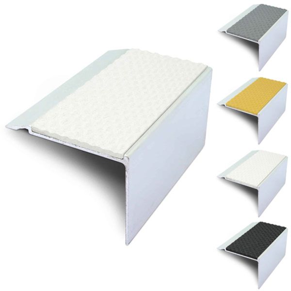 72mm x 55mm Non Slip Tredsafe External Stair Nosing With PVC Insert