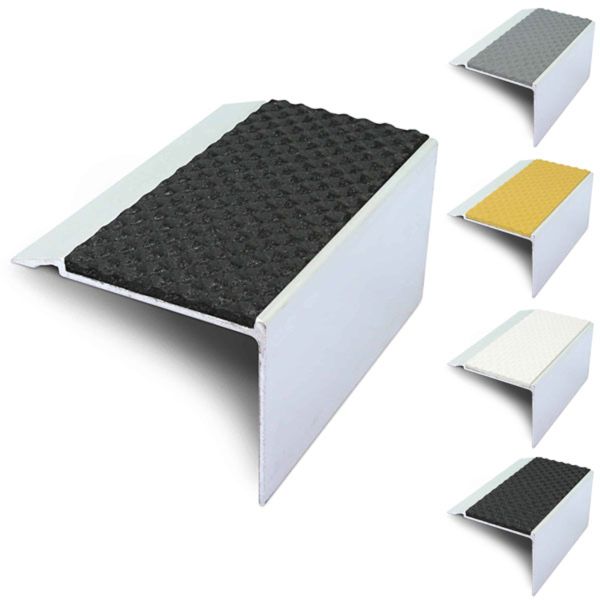72mm x 55mm Non Slip Tredsafe External Stair Nosing With PVC Insert