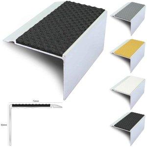 72mm x 55mm Non Slip Tredsafe External Stair Nosing With PVC Insert