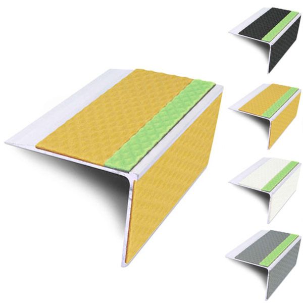 Anti Slip Tredsafe Aluminator 75mm x 58mm Stair Nosing Edge Trim With PVC Insert DDA Compliant