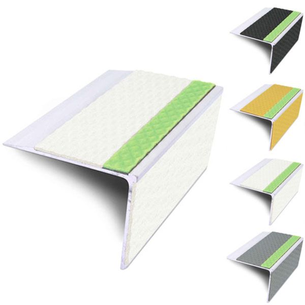 Anti Slip Tredsafe Aluminator 75mm x 58mm Stair Nosing Edge Trim With PVC Insert DDA Compliant