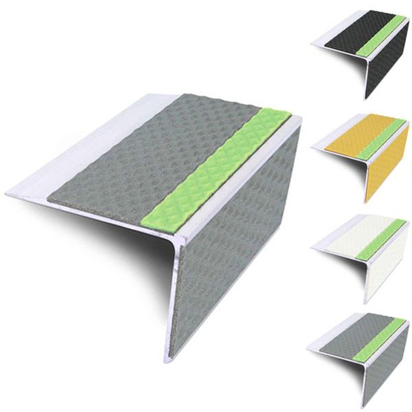 Anti Slip Tredsafe Aluminator 75mm x 58mm Stair Nosing Edge Trim With PVC Insert DDA Compliant