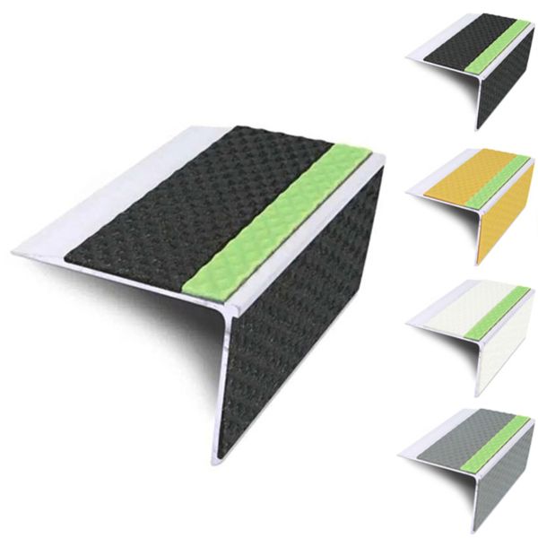 Anti Slip Tredsafe Aluminator 75mm x 58mm Stair Nosing Edge Trim With PVC Insert DDA Compliant
