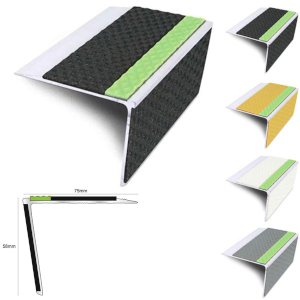 Anti Slip Tredsafe Aluminator 75mm x 58mm Stair Nosing Edge Trim With PVC Insert DDA Compliant