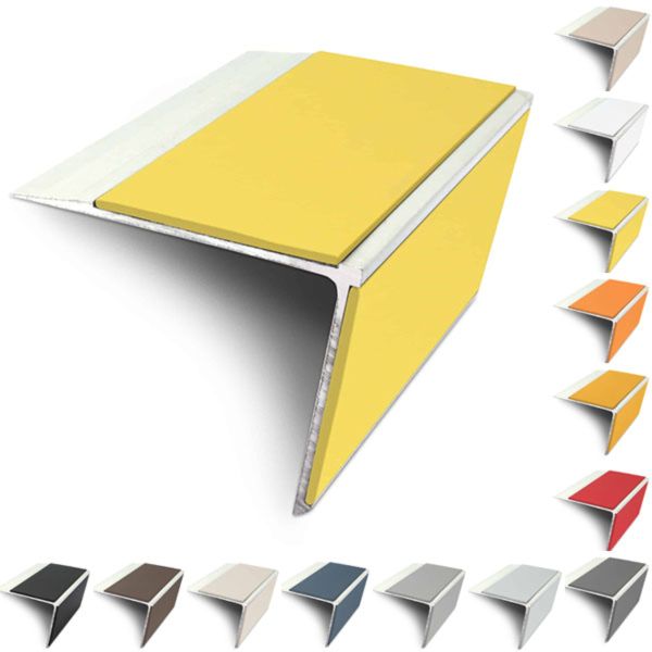 75mm x 58mm Aluminium Rakeback Stair Nosing Edge Trim With PVC Insert