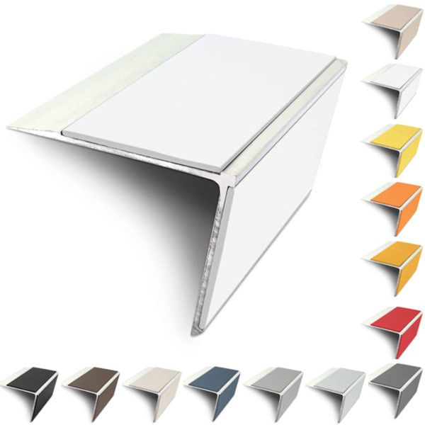 75mm x 58mm Aluminium Rakeback Stair Nosing Edge Trim With PVC Insert