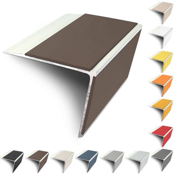 75mm x 58mm Aluminium Rakeback Stair Nosing Edge Trim With PVC Insert