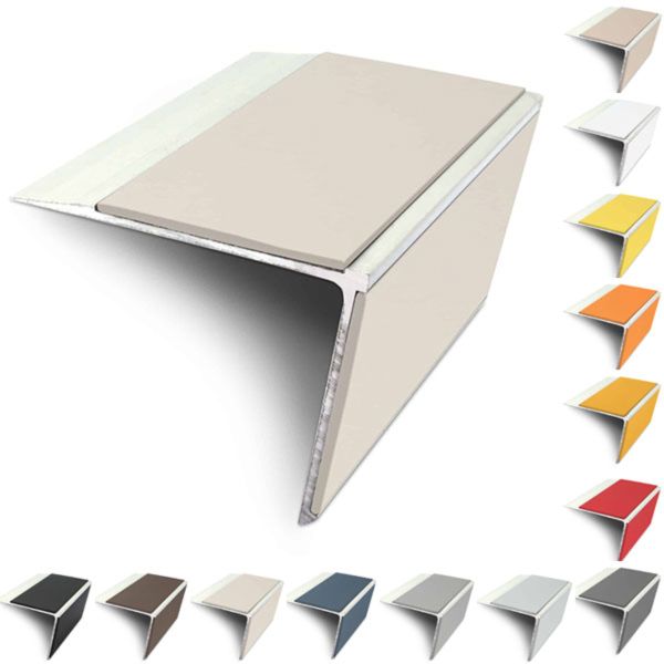 75mm x 58mm Aluminium Rakeback Stair Nosing Edge Trim With PVC Insert