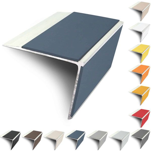 75mm x 58mm Aluminium Rakeback Stair Nosing Edge Trim With PVC Insert