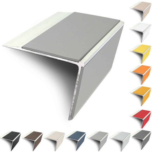 75mm x 58mm Aluminium Rakeback Stair Nosing Edge Trim With PVC Insert