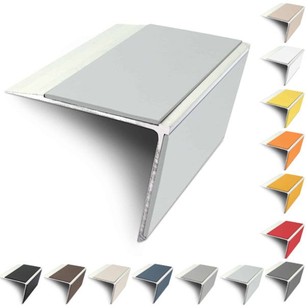 75mm x 58mm Aluminium Rakeback Stair Nosing Edge Trim With PVC Insert