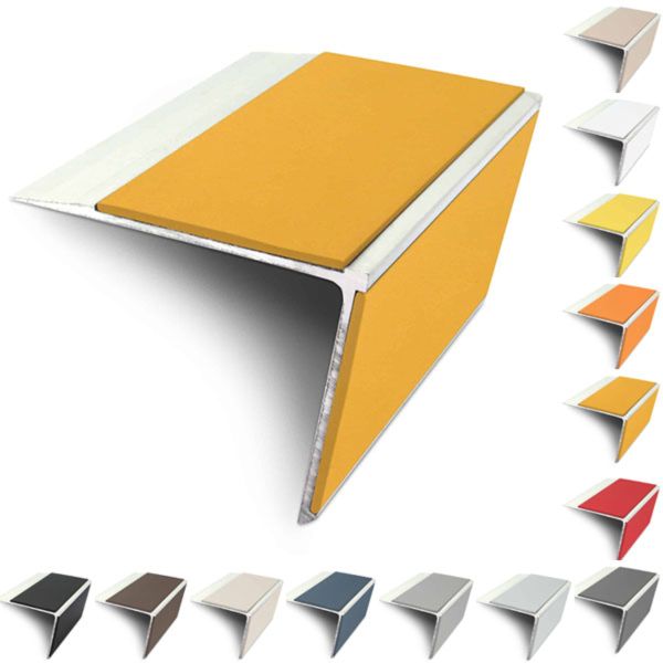 75mm x 58mm Aluminium Rakeback Stair Nosing Edge Trim With PVC Insert