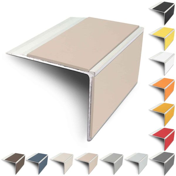 Slimline 75mm x 58mm Anti Slip Stair Nosing Edge Trim With PVC Insert