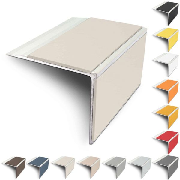 Slimline 75mm x 58mm Anti Slip Stair Nosing Edge Trim With PVC Insert