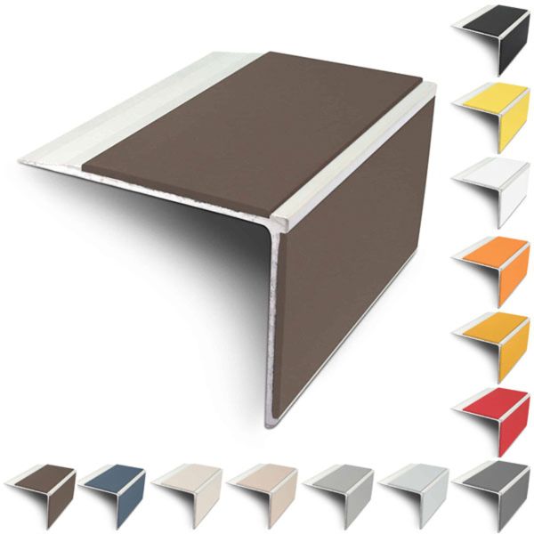 Slimline 75mm x 58mm Anti Slip Stair Nosing Edge Trim With PVC Insert