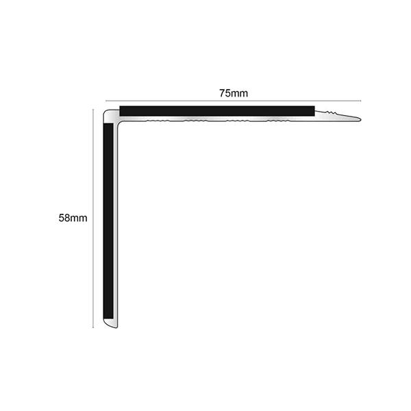 Slimline 75mm x 58mm Anti Slip Stair Nosing Edge Trim With PVC Insert