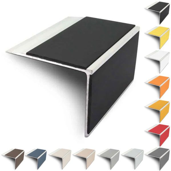 Slimline 75mm x 58mm Anti Slip Stair Nosing Edge Trim With PVC Insert