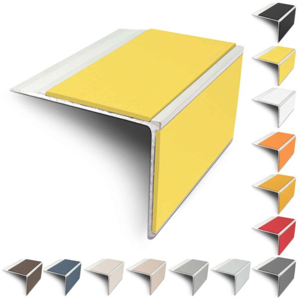 Slimline 75mm x 58mm Anti Slip Stair Nosing Edge Trim With PVC Insert