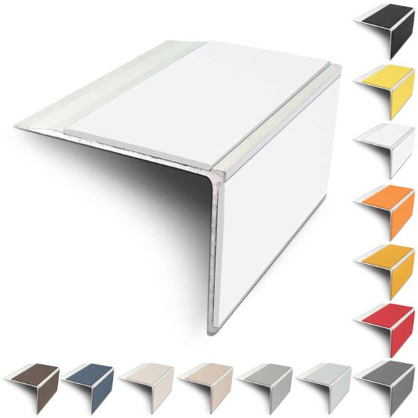 Slimline 75mm x 58mm Anti Slip Stair Nosing Edge Trim With PVC Insert