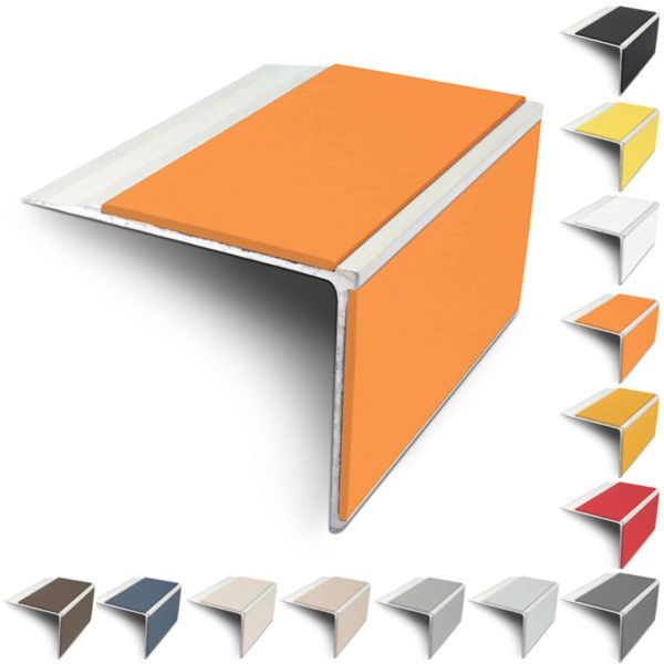 Slimline 75mm x 58mm Anti Slip Stair Nosing Edge Trim With PVC Insert