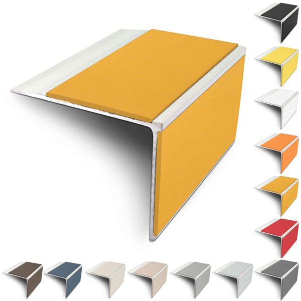 Slimline 75mm x 58mm Anti Slip Stair Nosing Edge Trim With PVC Insert