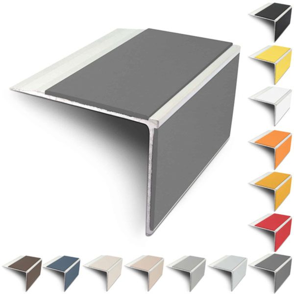 Slimline 75mm x 58mm Anti Slip Stair Nosing Edge Trim With PVC Insert