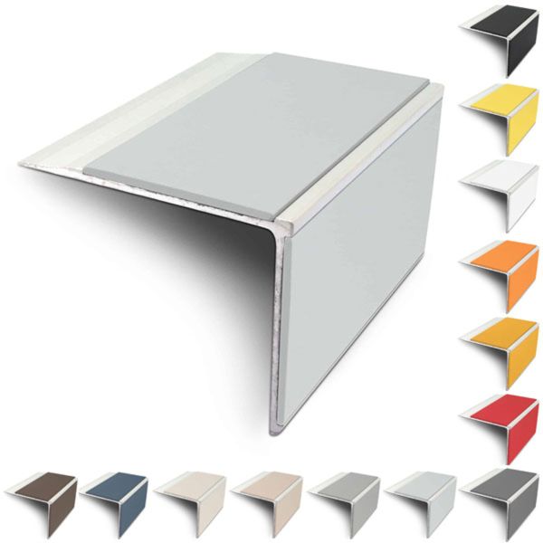 Slimline 75mm x 58mm Anti Slip Stair Nosing Edge Trim With PVC Insert