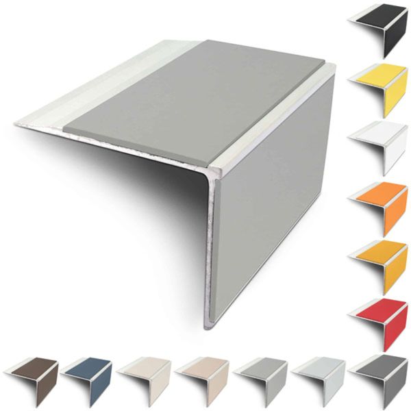 Slimline 75mm x 58mm Anti Slip Stair Nosing Edge Trim With PVC Insert