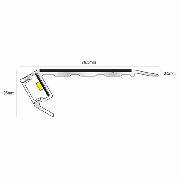 76.5mm x 26mm Treadlite Tredsafe Stair Nosing Vision Light With PVC Insert