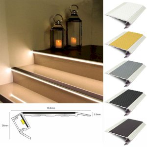 76.5mm x 26mm Treadlite Tredsafe Stair Nosing Vision Light With PVC Insert