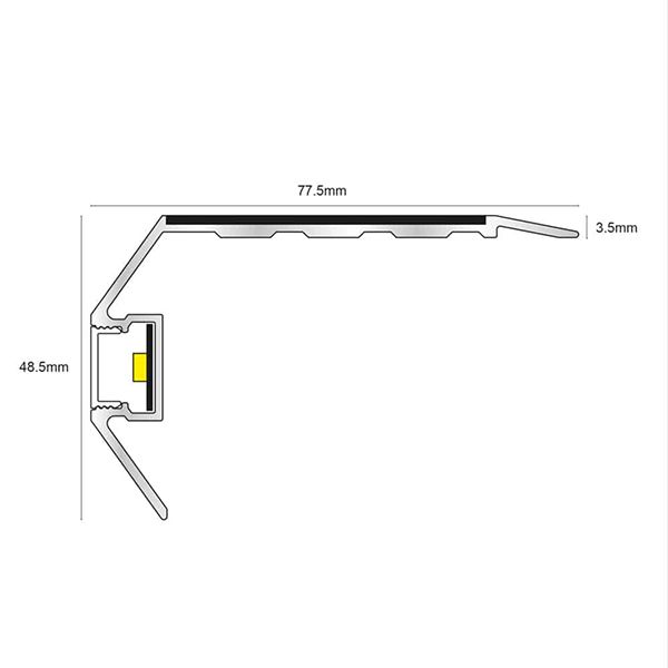 Commercial 77.5mm x 48.5mm Treadlite Stair Nosing Vision Light With PVC Insert