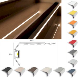 Commercial 77.5mm x 48.5mm Treadlite Stair Nosing Vision Light With PVC Insert